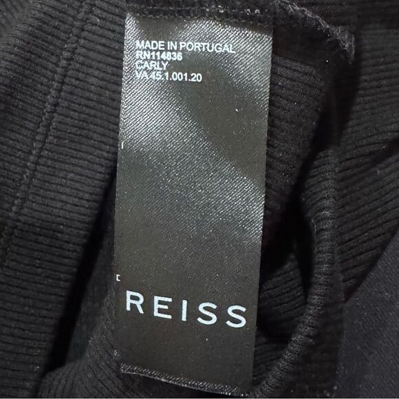Reiss Carly Black Ribbed Asymmetrical Neck Long Sleeve Shirt Women’s XS - Picture 5 of 6